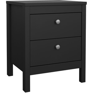 Madrid 3 Piece Bedroom Set - Matt Black / 1 x 2-drawer bedside table, 1 x 5-drawer chest of drawers and 1 x 3-door wardrobe