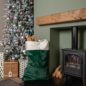 Green Christmas Sack with White Cuff and Pom Poms - Green by Samuel Alexander