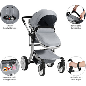 2-in-1 Baby Stroller Pushchair - Grey by Costway