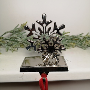Christmas Stocking Hanger Decoration in Choice of Design - Silver / Snowflake by Samuel Alexander