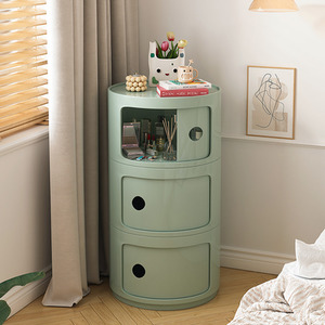 Round Beside Table Filling Cabinet Chest Unit Stockable - Green / 3 by Livingandhome