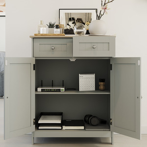Priano 2 Drawer 2 Door Freestanding Cabinet - Grey by Vida Designs