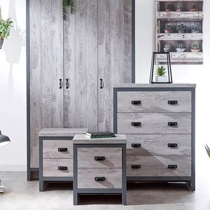 Grey 4 Piece Set 3 Door Wardrobe 4 drawer chest and 2 Bedside Tables - Grey by Wyld and Coco