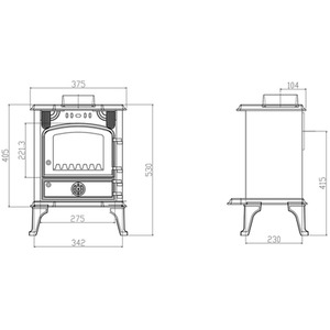 4.5KW Single Woodburner Stove - Black by HEATSURE