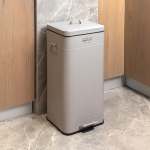 30L Steel Square Retro Bin - Light Grey / Matt by Charles Bentley