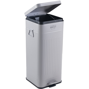 30L Steel Square Retro Bin - Light Grey / Matt by Charles Bentley