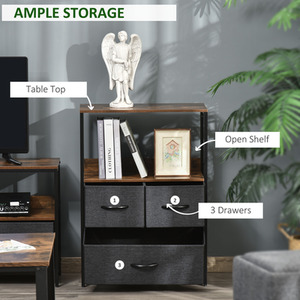 HOMCOM 3 Drawer Storage Chest Unit Home with Shelves Home Living Room Bedroom - Black by HOMCOM