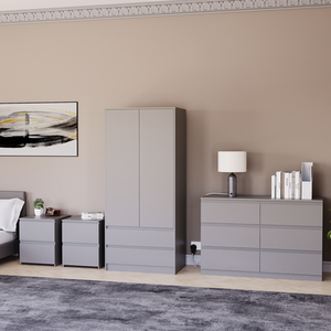 Denver Bedroom Set (2 Drawer Bedside (x2), 6 Drawer Chest, 2 Door Wardrobe) by Vida Designs