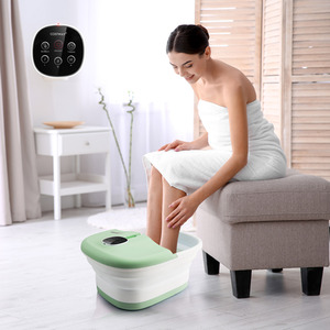 Folding Foot Bath Massage Bubble Foot Spa Basin - Green by Costway