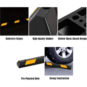 Large Heavy Duty Rubber Parking Curb - Black by Costway