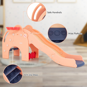 4-in-1 Kids Play Slide Toddler Slide Toy Set - Pink by Costway