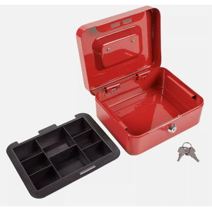 Money Box Tin Steel Metal Cash Safe - Red by Marco Paul