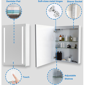 AICA LED Bathroom Mirror Cabinet - White / 45cm by AicaBathroom
