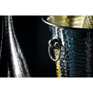 BarCraft Hammered-Steel Sparkling Wine Champagne Bucket with Ring Handles - Silver by BARCRAFT