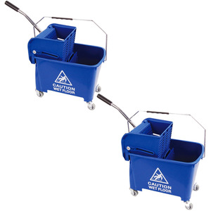 Blue 20L Kentucky Dual Mop Bucket and Wringer System With Wheels - Blue by STORM TRADING GROUP
