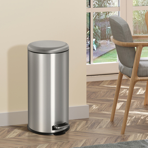 HOMCOM Foot Stainless Steel Metal Pedal Bin - Black and silver tone by HOMCOM