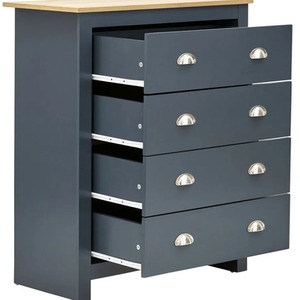 4 Piece Bedroom Set Wardrobee 2 Bedside Table Drawer Cabinet - Dark Grey and Natural by Wyld and Coco