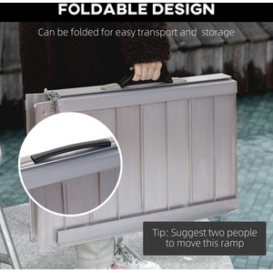 HOMCOM 3ft Aluminium Folding Wheelchair Ramp And Mobility Suitcase - Silver by HOMCOM