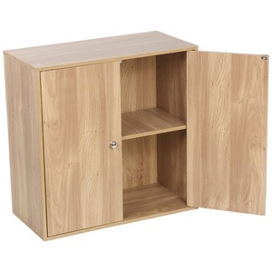 2 Tier Wooden Storage Cupboard - Oak by URBNLIVING