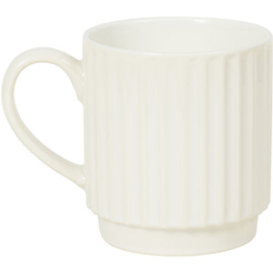 Set of 4 Jumbo Ribbed Stackable Mugs - Cream