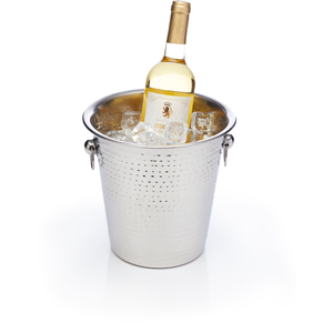 BarCraft Hammered-Steel Sparkling Wine Champagne Bucket with Ring Handles - Silver by BARCRAFT