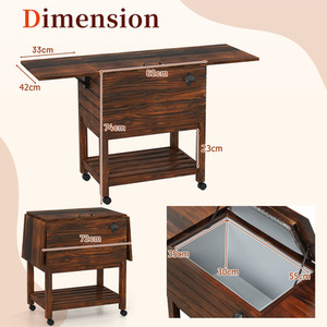 Outdoor Ice Chest Cooler Cart - Brown by Costway