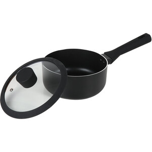 Ayano Soft Touch Non Stick Saucepan with Lid - Black / 20cm by Kitchenmaster