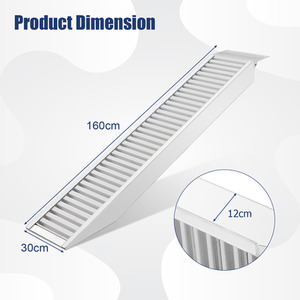 Trailer Ramp Universal Vehicle Loading Ramp with Extension Plate - Silver by Costway