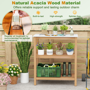 Garden Potting Work Table - Natural by Costway
