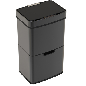 Triple Compartment 62L Sensor Bin Recycle Waste - Black by Charles Bentley