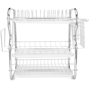 Kitchen 3-Tier Dish Drainer with Draining Tray - Silver by lifeideas