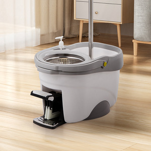 Hands-free Foot-operated Pedal Rotating Mop and Bucket Set - Grey & White by komore