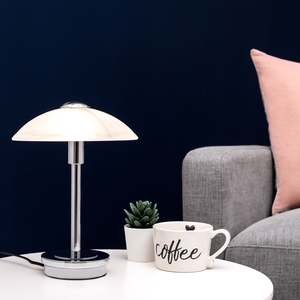 Alabaster Shade Touch Table Lamp - Chrome by Litecraft