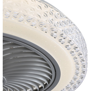 Round Ceiling Fan Light with Crystal-Effect Shade - White by Livingandhome