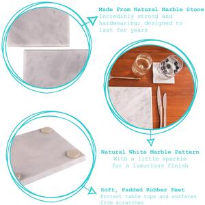 12pc Marble Placemats Square Coasters Set - White by Argon Tableware