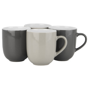Set of 4 Contrasting Coloured Mugs - Grey