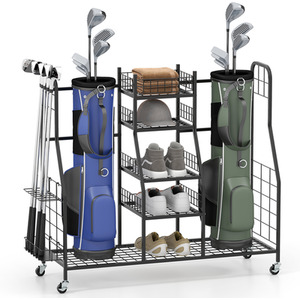 Golf Bag Storage Organizer Golf Bag Stand - Black by Costway