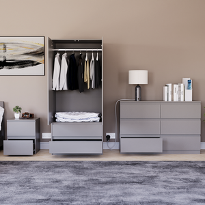 Denver Bedroom Set (2 Drawer Bedside, 6 Drawer Chest, 2 Door 2 Drawer Wardrobe) by Vida Designs