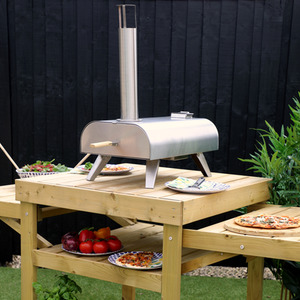 Wooden Pizza Oven BBQ Table Pressure Treated - Brown by Waltons