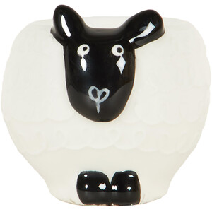 Highland Flock 3D Ceramic Hand Painted Sheep Egg Cup - White and Black