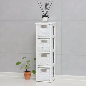 Lopera Rattan Basket 4 Drawer Tower Storage Unit - White by Home Source