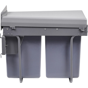 40L Kitchen Double Pull-Out Trash Can Under Cabinet - Grey by Livingandhome