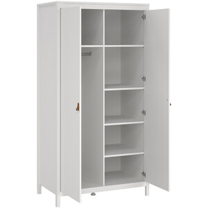 Barcelona 3 Piece Bedroom Set - White / 1 x 2-drawer bedside, 1 x 5-drawer chest of drawers and 1 x 2-door wardrobe