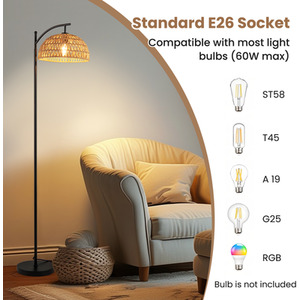 63 Inches Arc Floor Lamp - Black by Costway