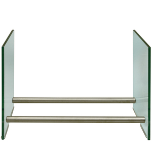 OKATON - 58cm Contemporary Tempered Glass and Steel Log Store - Silver - Silver by Watsons