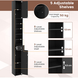 Bathroom Tall Cabinet Storage Organizer Cupboard - Black by Costway