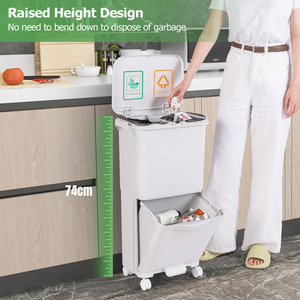 2-Tier Trash Can Kitchen Garbage Bin - White by Costway