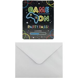 Pack of 10 Gamester Invitations and Envelopes by My Party