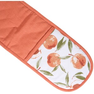 Sweet Peach Double Oven Glove - Peach and White