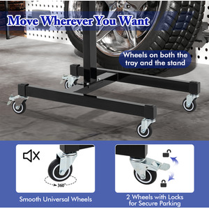 2-in-1 Rolling Tool Tray Work Table - Black by GAINOOM